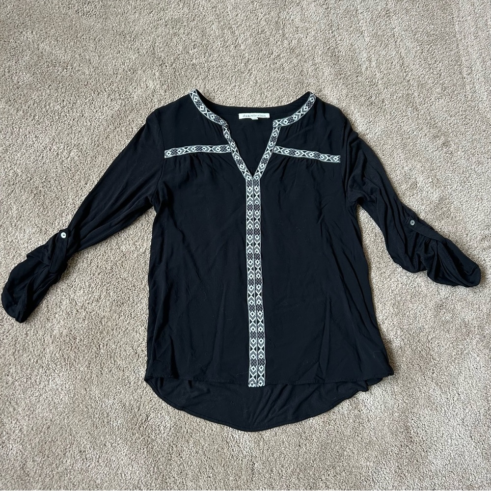 Black Embroidered Women's Top